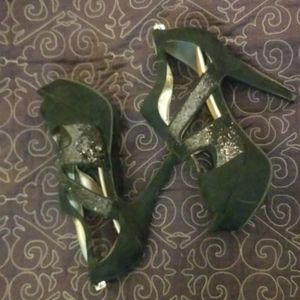 High heel sexy sequin cage spike heels